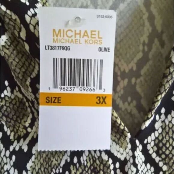NWT Michael Kors 3X Plus Size Olive Green Snake Print Midi Stretch Dress - Picture 9 of 11